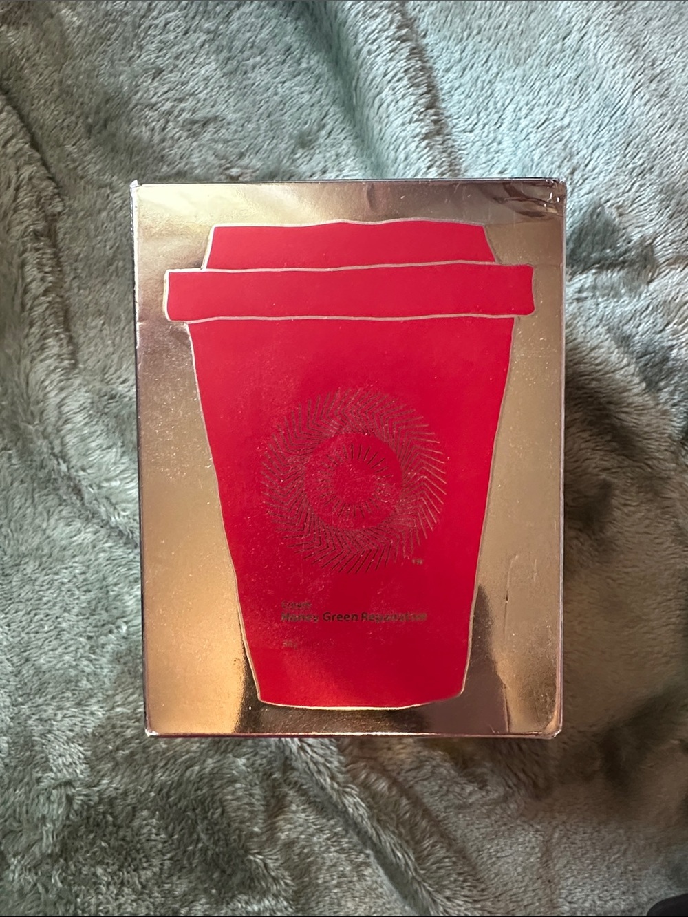 Red Coffee Cup Decorative Box - Shiny Gold Backing